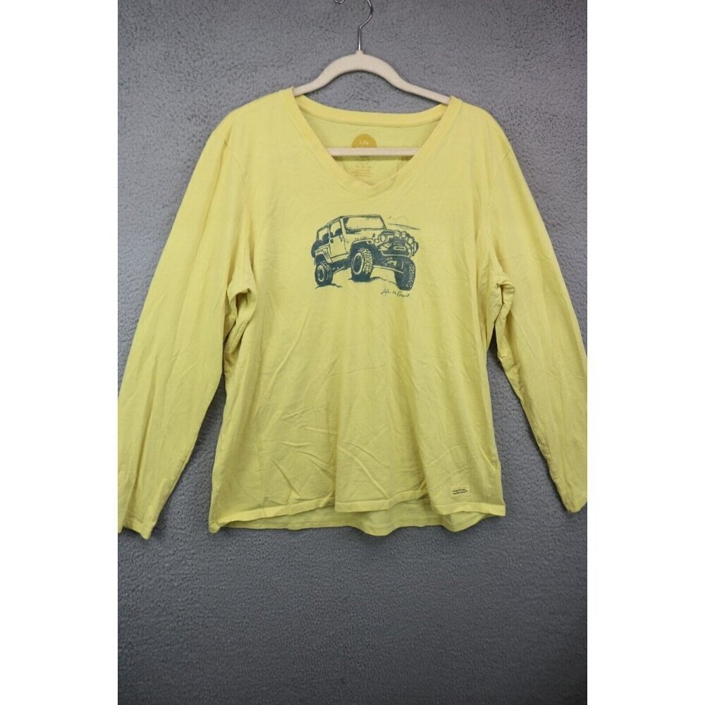 Life is Good Crusher Tee Long Sleeves-Jeep-Size XL